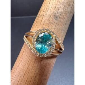 14k gold Paraiba apatite ring size 9